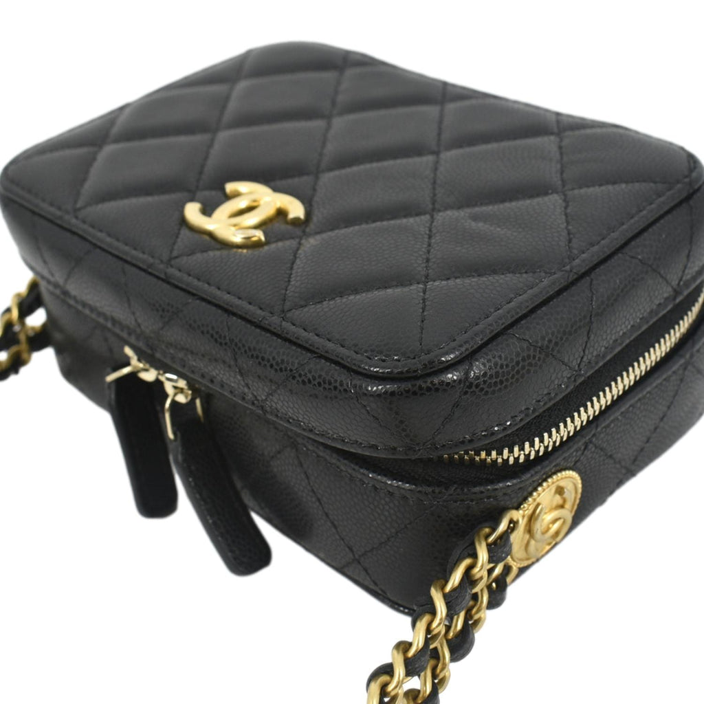 Chanel Twist Your Buttons Quilted Caviar Leather Crossbody Clutch Bag Black