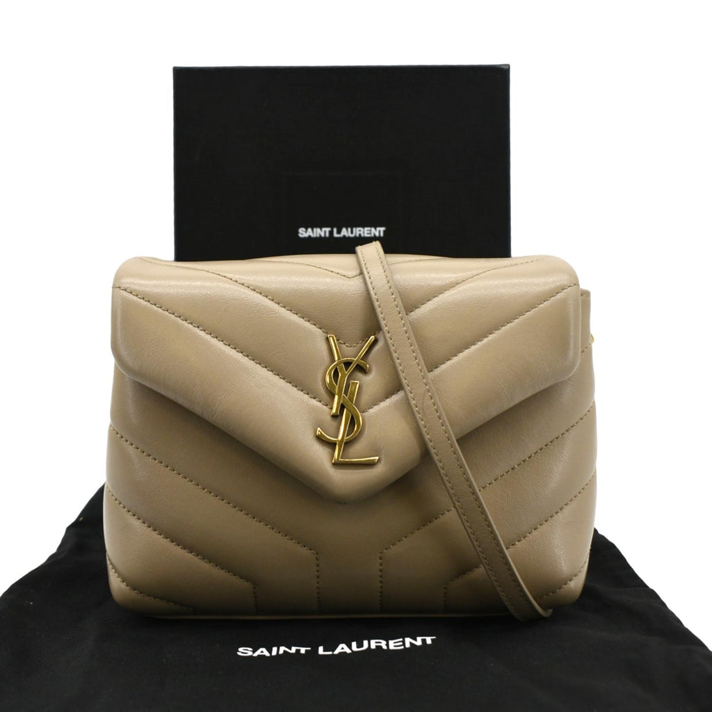 YVES SAINT LAURENT Loulou Toy Matelasse Leather Crossbody Bag Brown