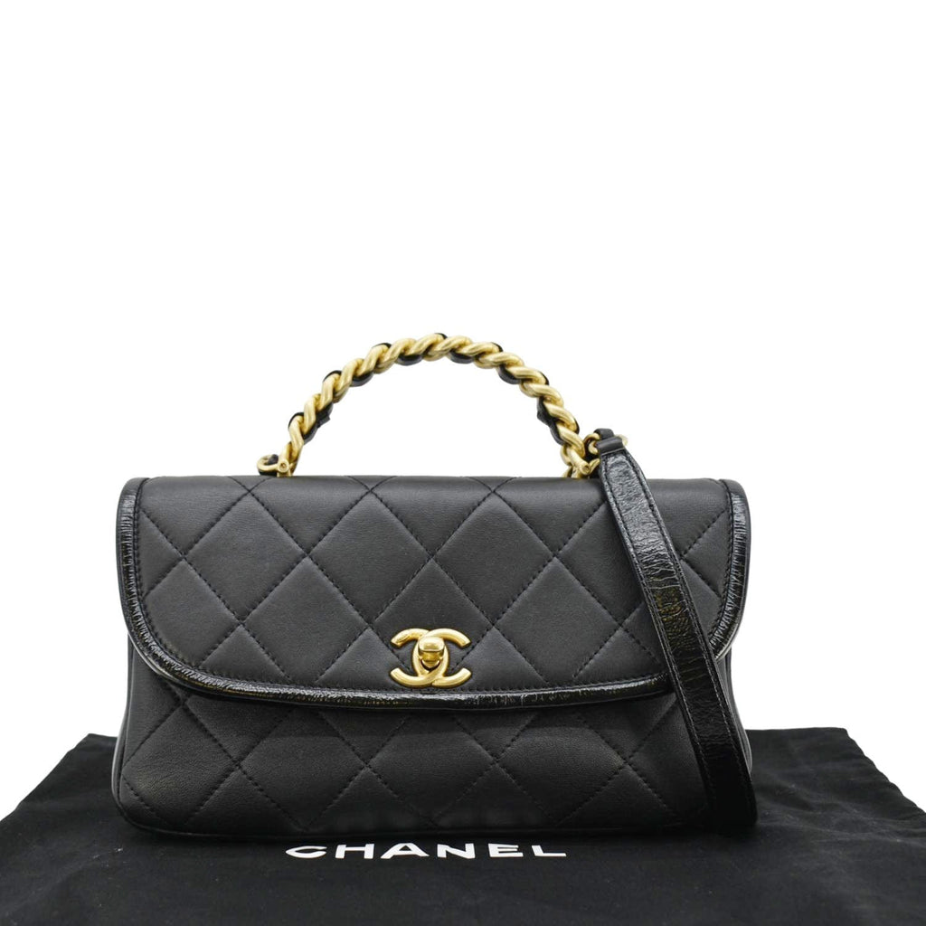 Chanel La Parisienne Small Quilted Lambskin Leather Shoulder Bag Black