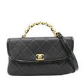 Chanel La Parisienne Small Quilted Lambskin Leather Shoulder Bag Black