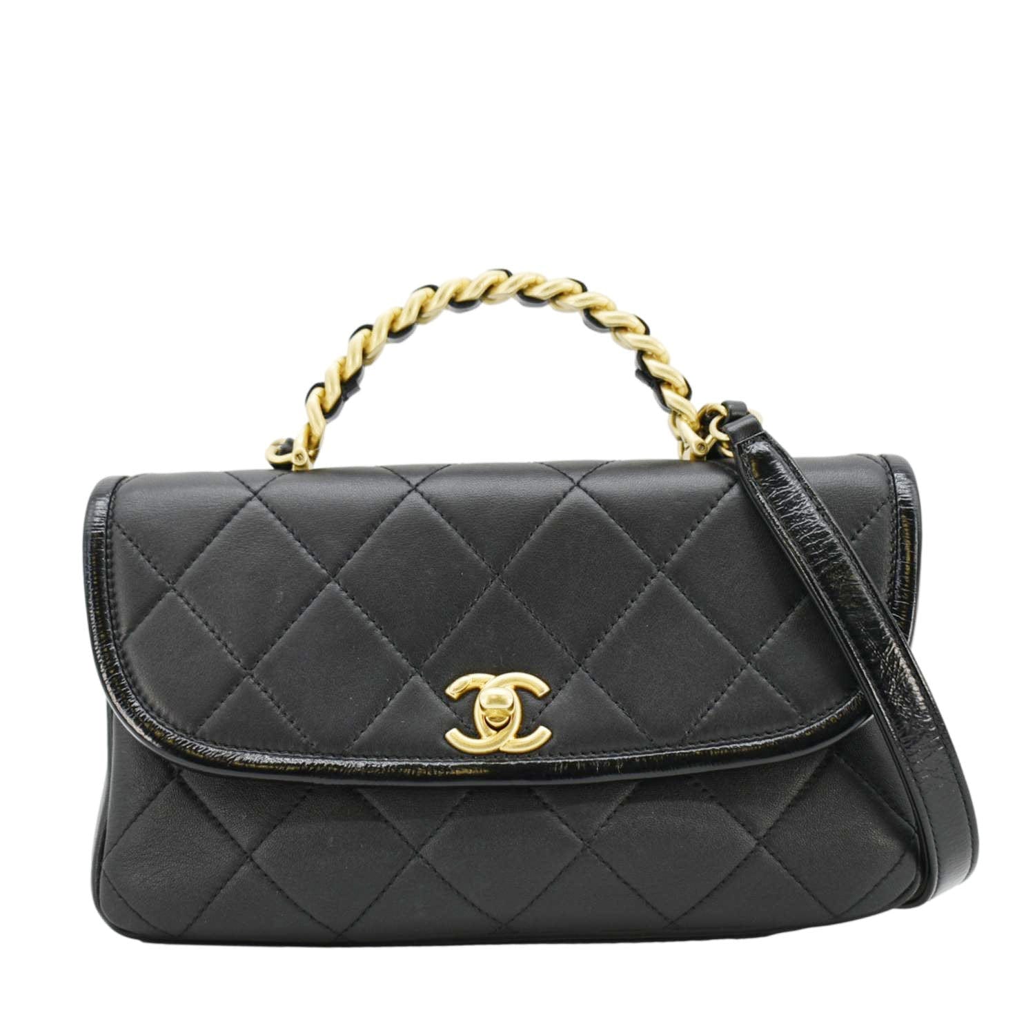 Chanel La Parisienne Small Quilted Lambskin Leather Shoulder Bag Black