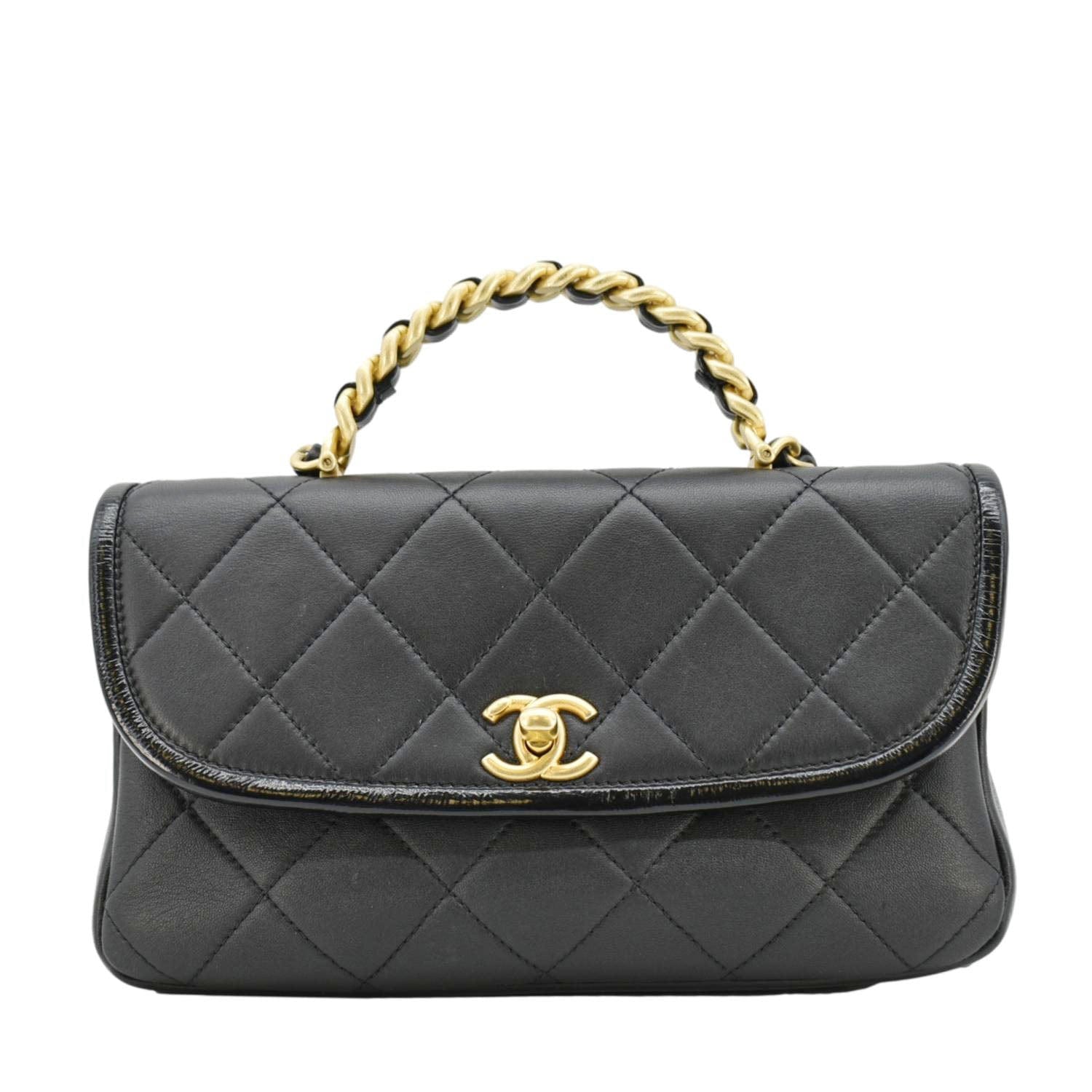 Chanel La Parisienne Small Quilted Lambskin Leather Shoulder Bag Black