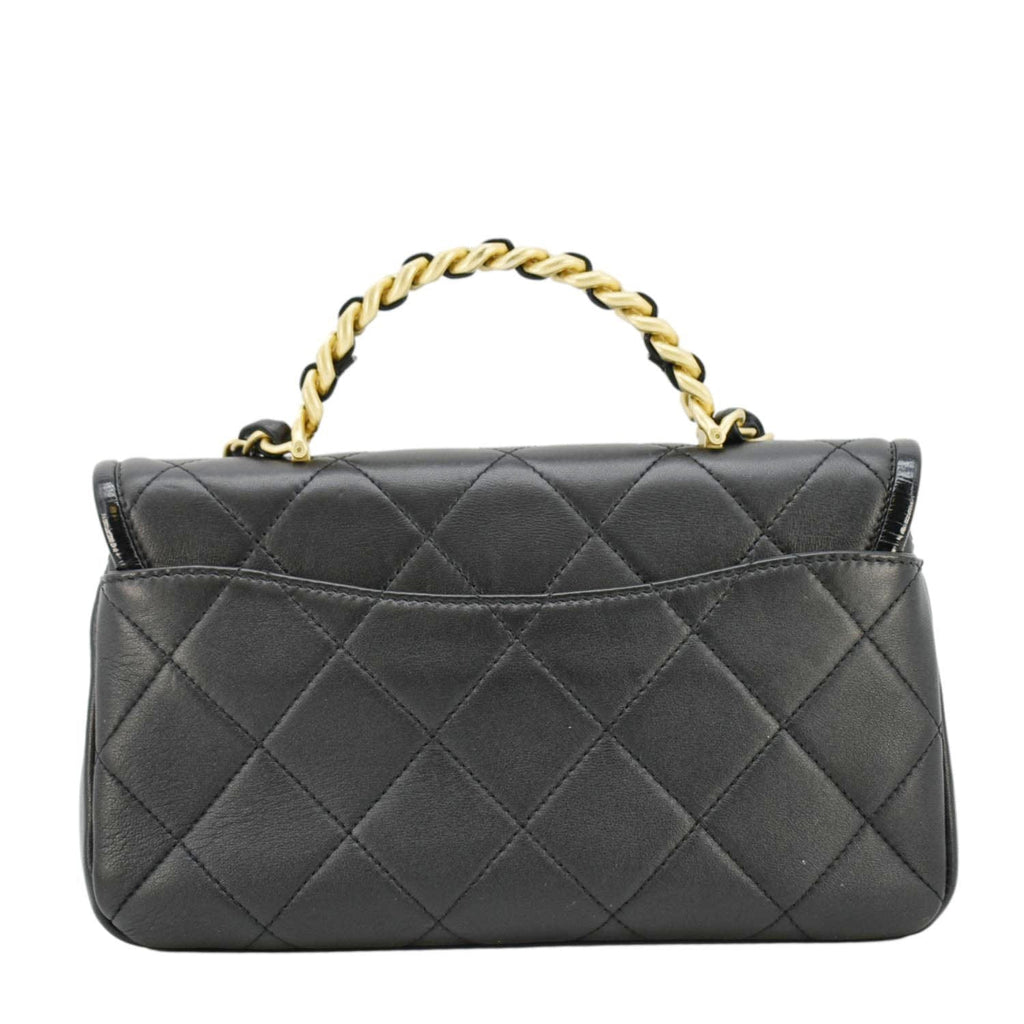 Chanel La Parisienne Small Quilted Lambskin Leather Shoulder Bag Black