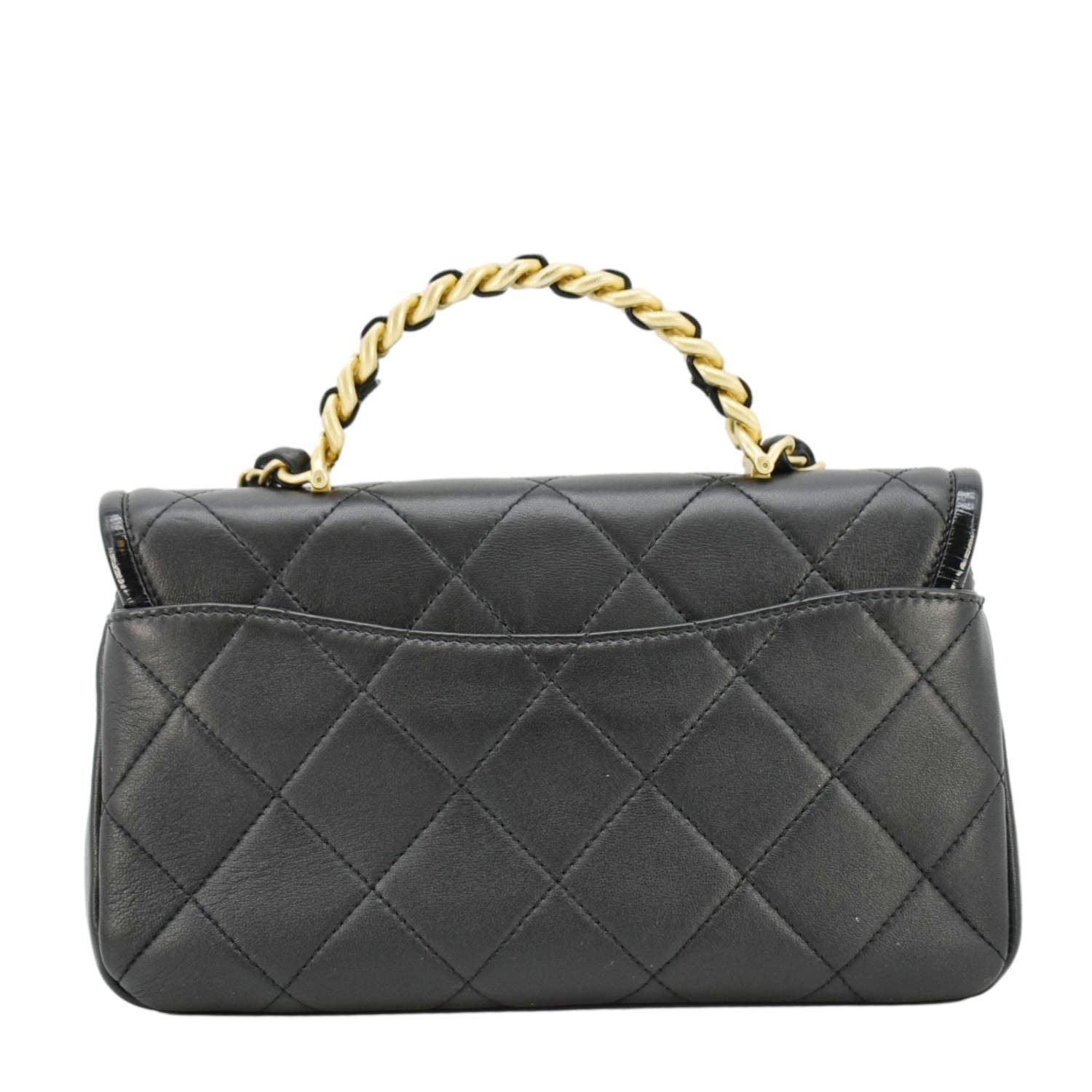 Chanel La Parisienne Small Quilted Lambskin Leather Shoulder Bag Black