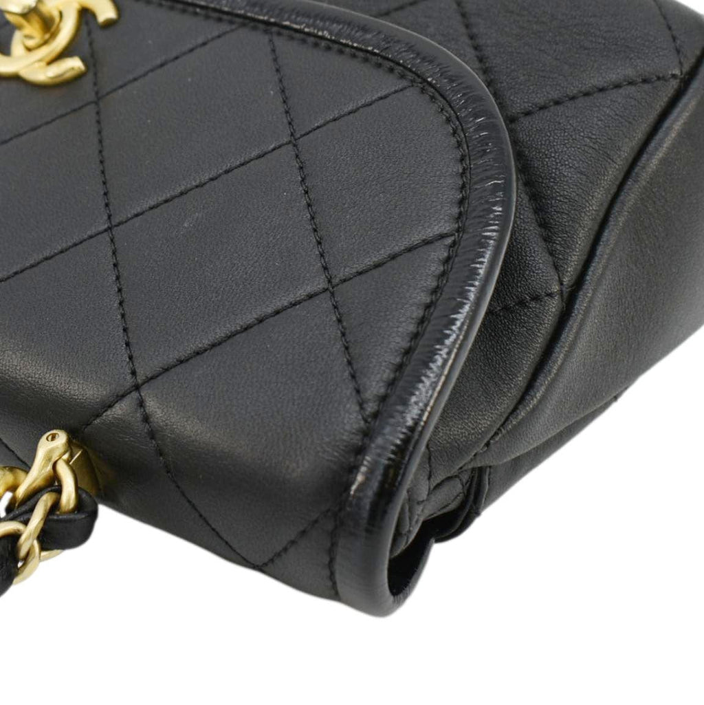 Chanel La Parisienne Small Quilted Lambskin Leather Shoulder Bag Black
