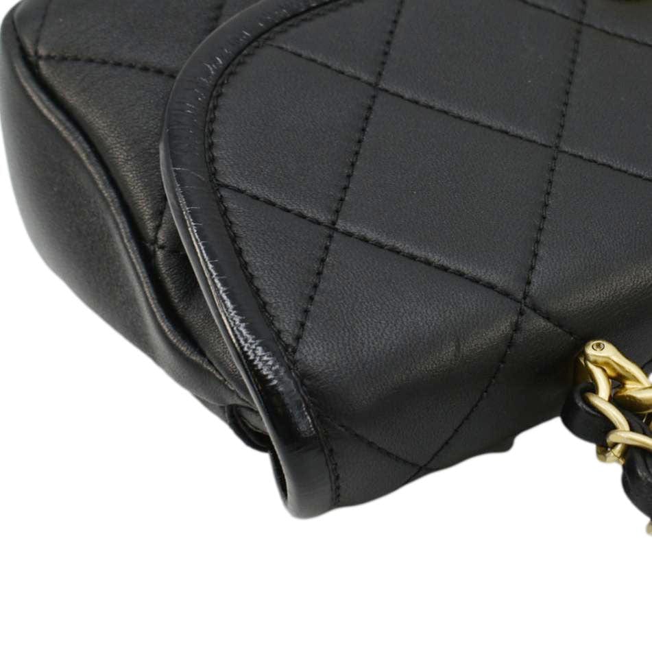 Chanel La Parisienne Small Quilted Lambskin Leather Shoulder Bag Black