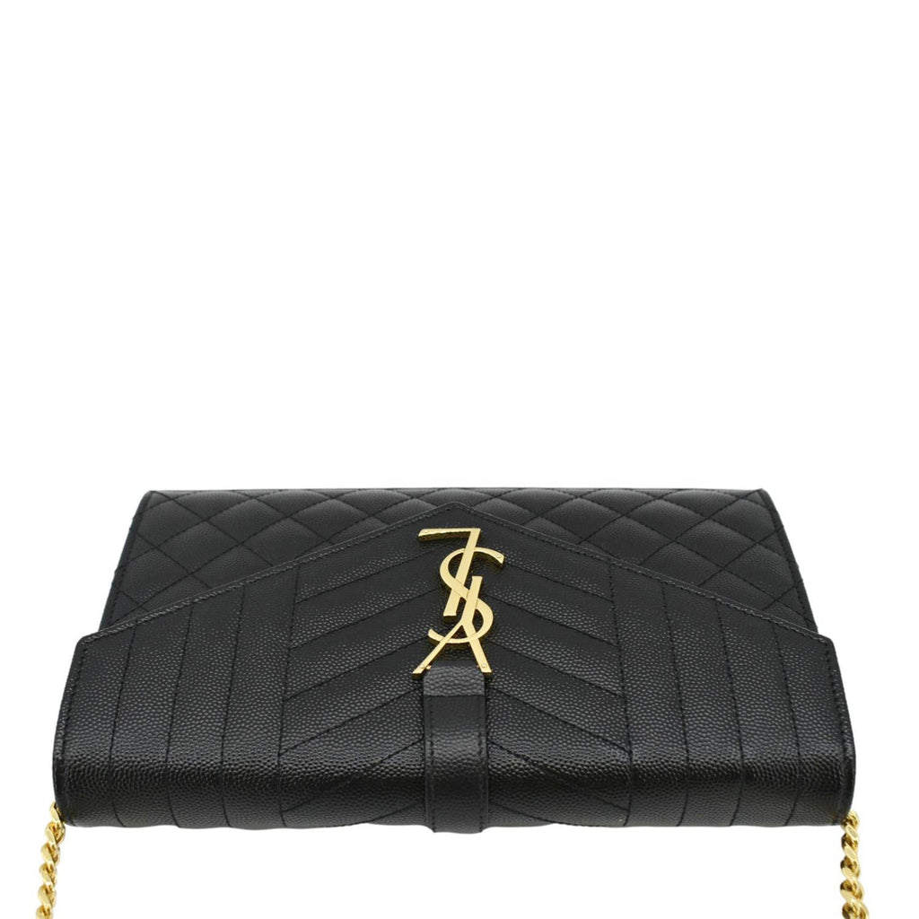 YVES SAINT LAURENT WOC Mixed Matelasse Leather Shoulder Bag Black