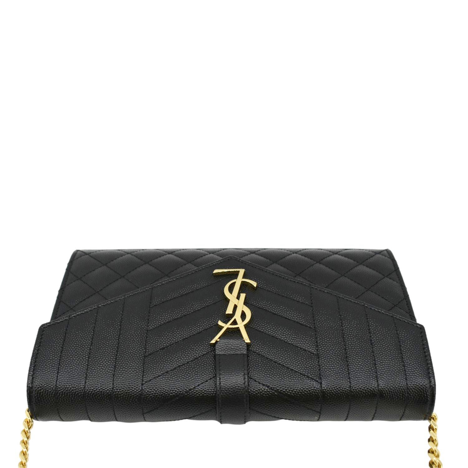 YVES SAINT LAURENT WOC Mixed Matelasse Leather Shoulder Bag Black