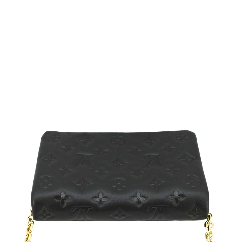 LOUIS VUITTON Coussin Monogram Embossed Pochette Crossbody Bag Black