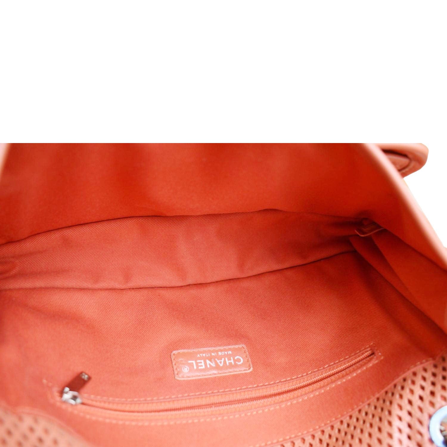 Chanel Up in the Air Classic Flap Perforated Calfskin Shoulder Bag Orange