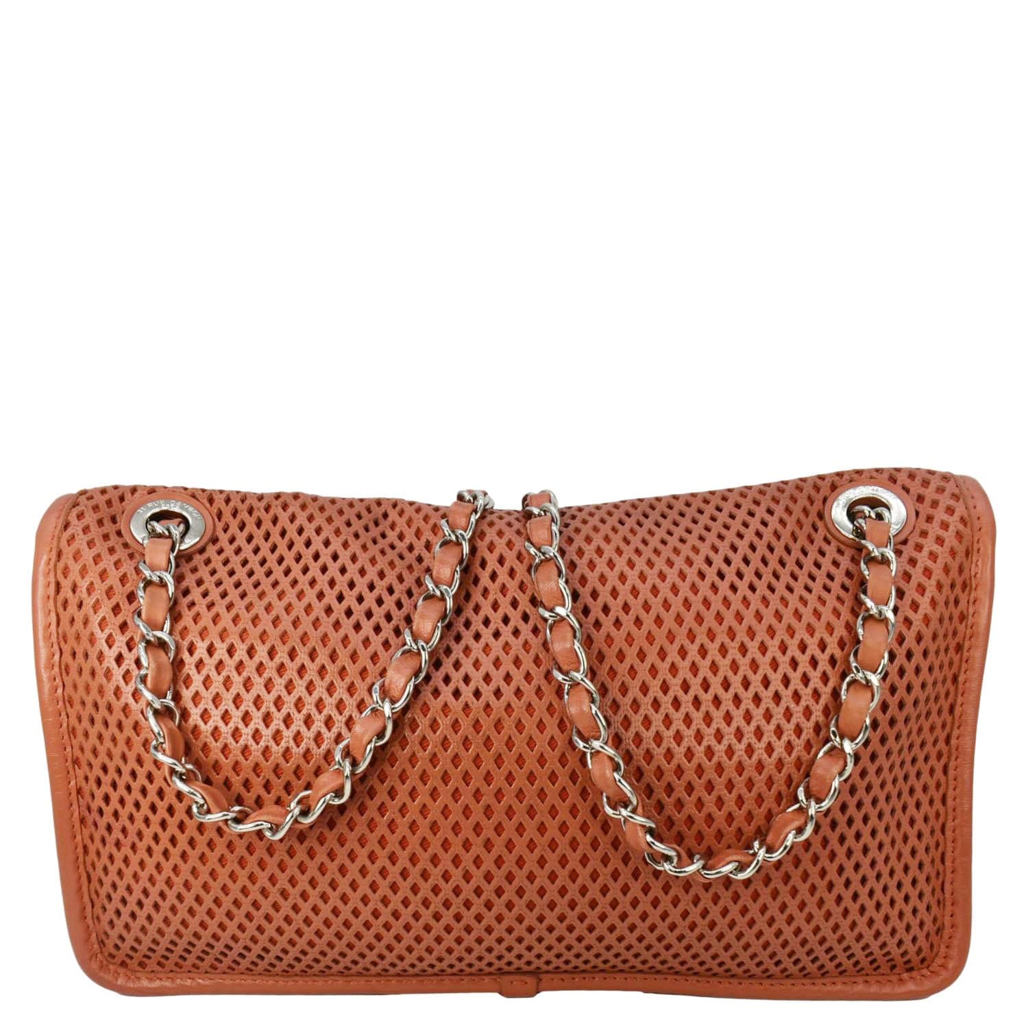 Chanel Up in the Air Classic Flap Perforated Calfskin Shoulder Bag Orange