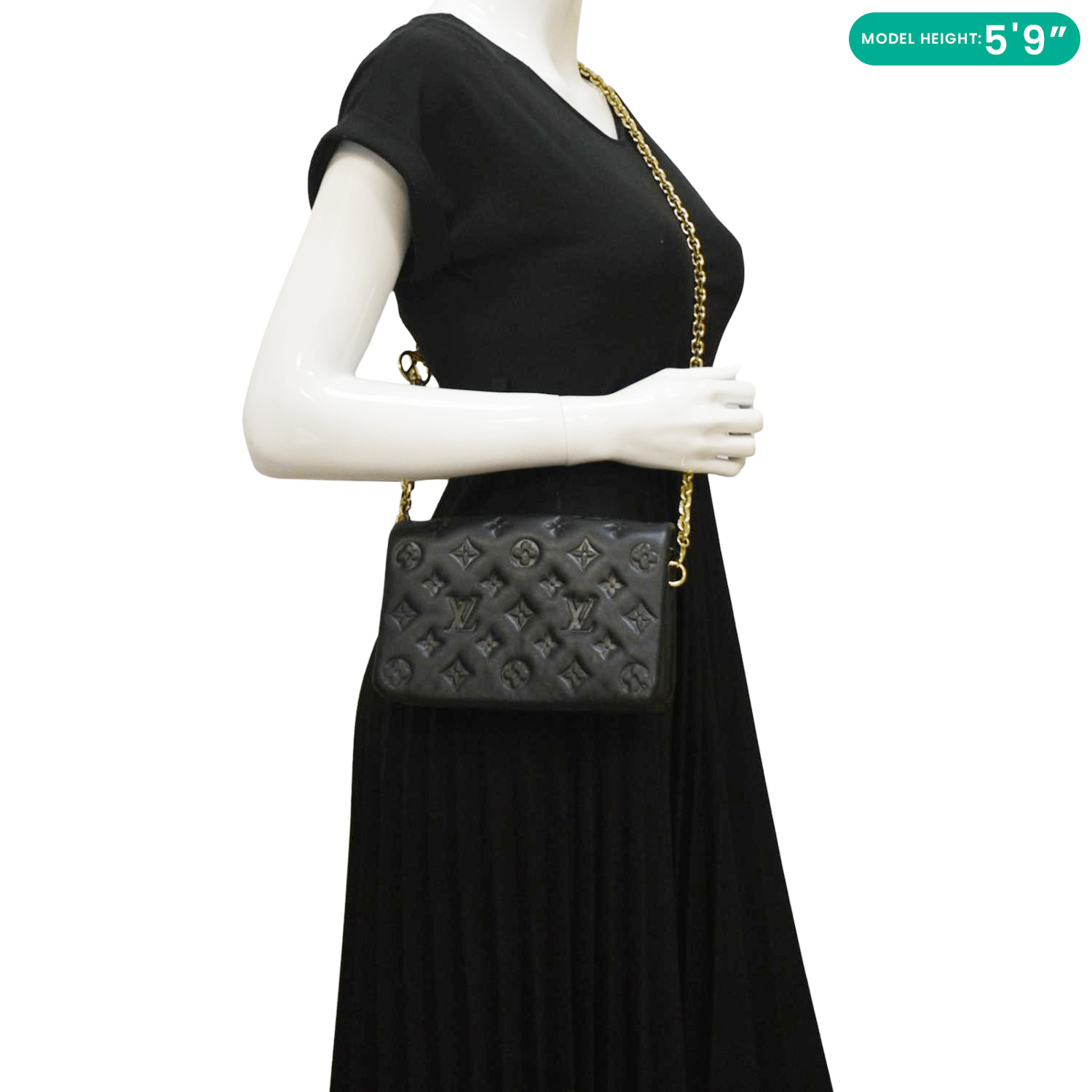 LOUIS VUITTON Coussin Monogram Embossed Pochette Crossbody Bag Black