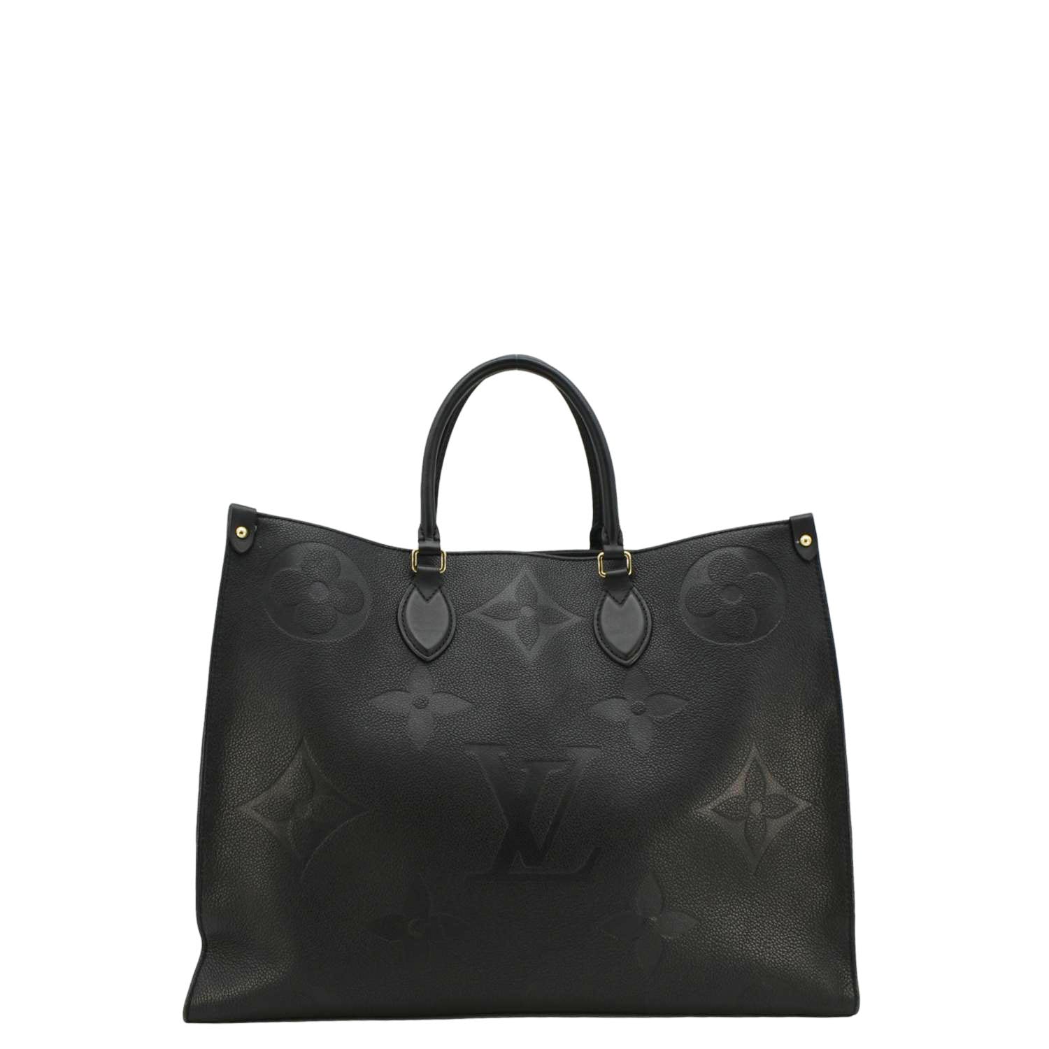LOUIS VUITTON Onthego GM Monogram Empreinte Leather Tote Bag Black