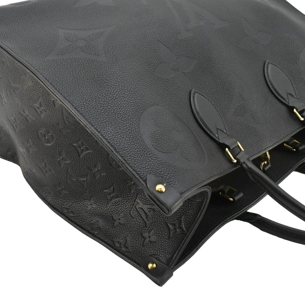 LOUIS VUITTON Onthego GM Monogram Empreinte Leather Tote Bag Black