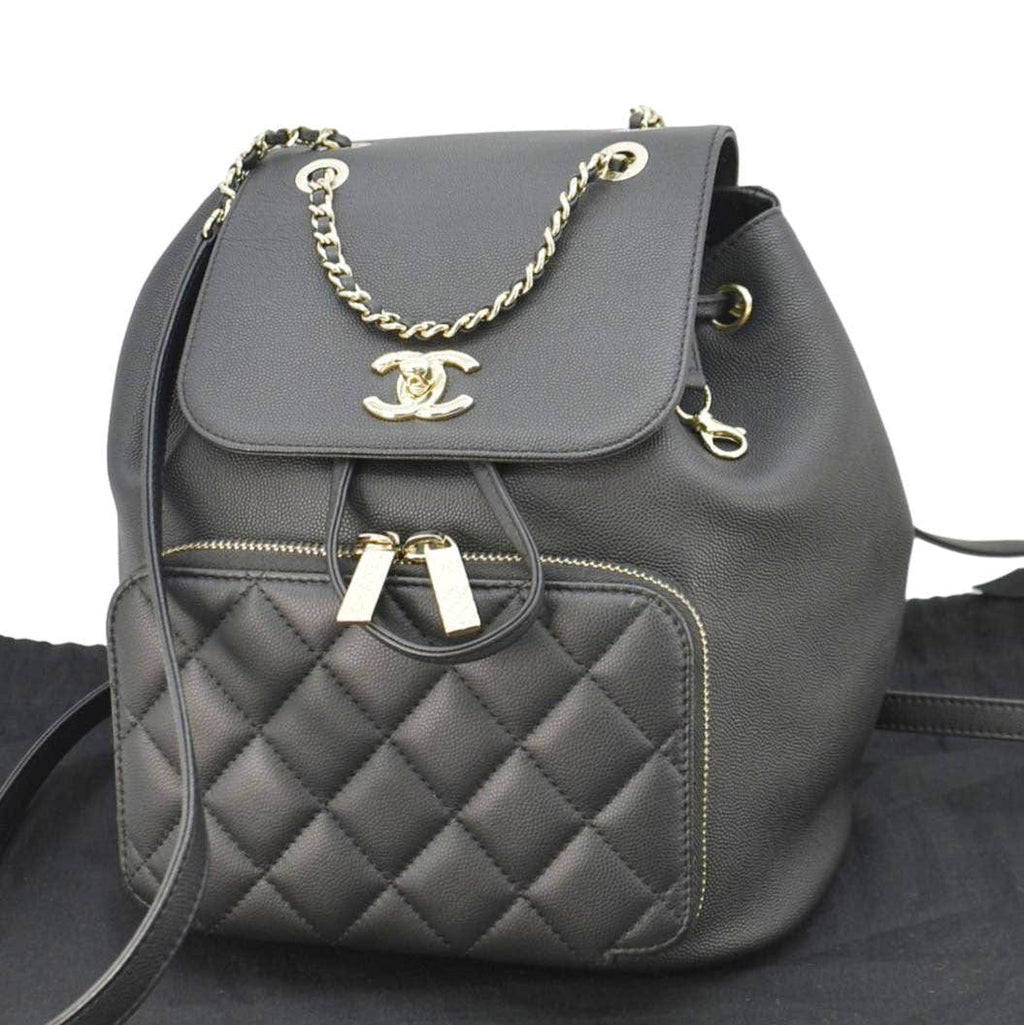Chanel Business Affinity Caviar Quilted Backpack Black