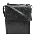 GUCCI Gucci Embossed Leather Messenger Bag Black 625782