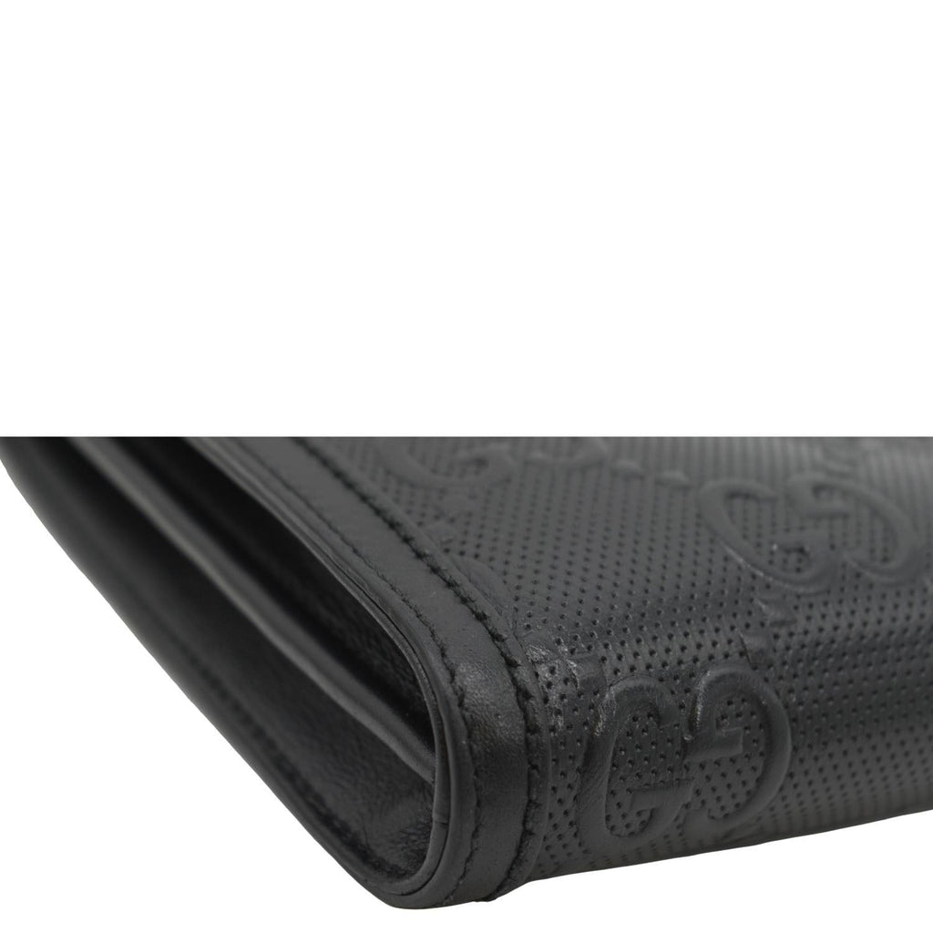 GUCCI Gucci Embossed Leather Messenger Bag Black 625782