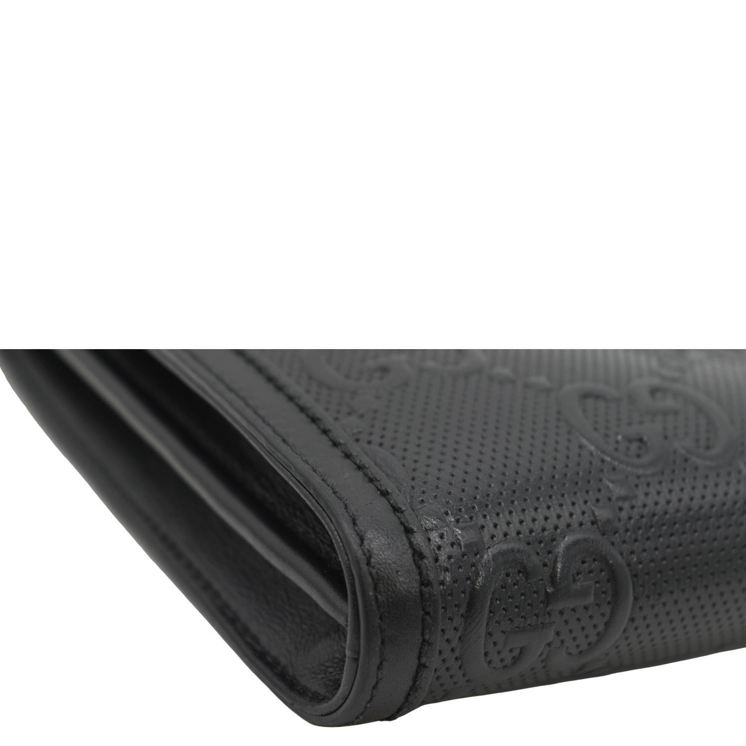 GUCCI Gucci Embossed Leather Messenger Bag Black 625782