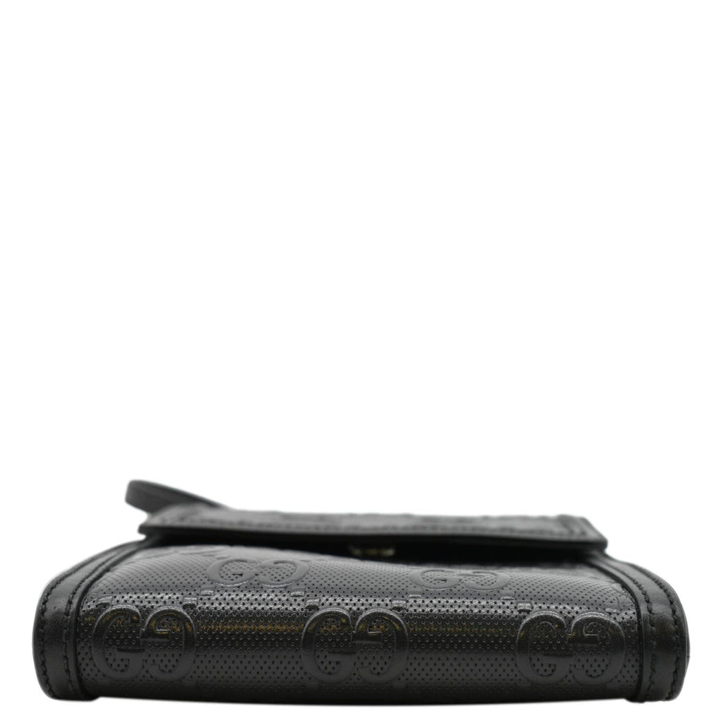 GUCCI Gucci Embossed Leather Messenger Bag Black 625782