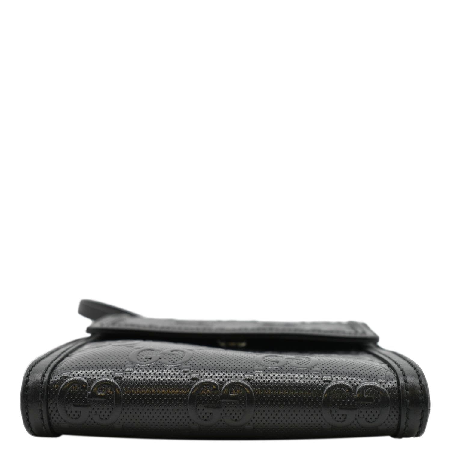 GUCCI Gucci Embossed Leather Messenger Bag Black 625782