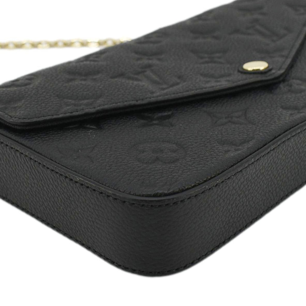 LOUIS VUITTON Felicie Pochette Empreinte Leather Crossbody Bag Black