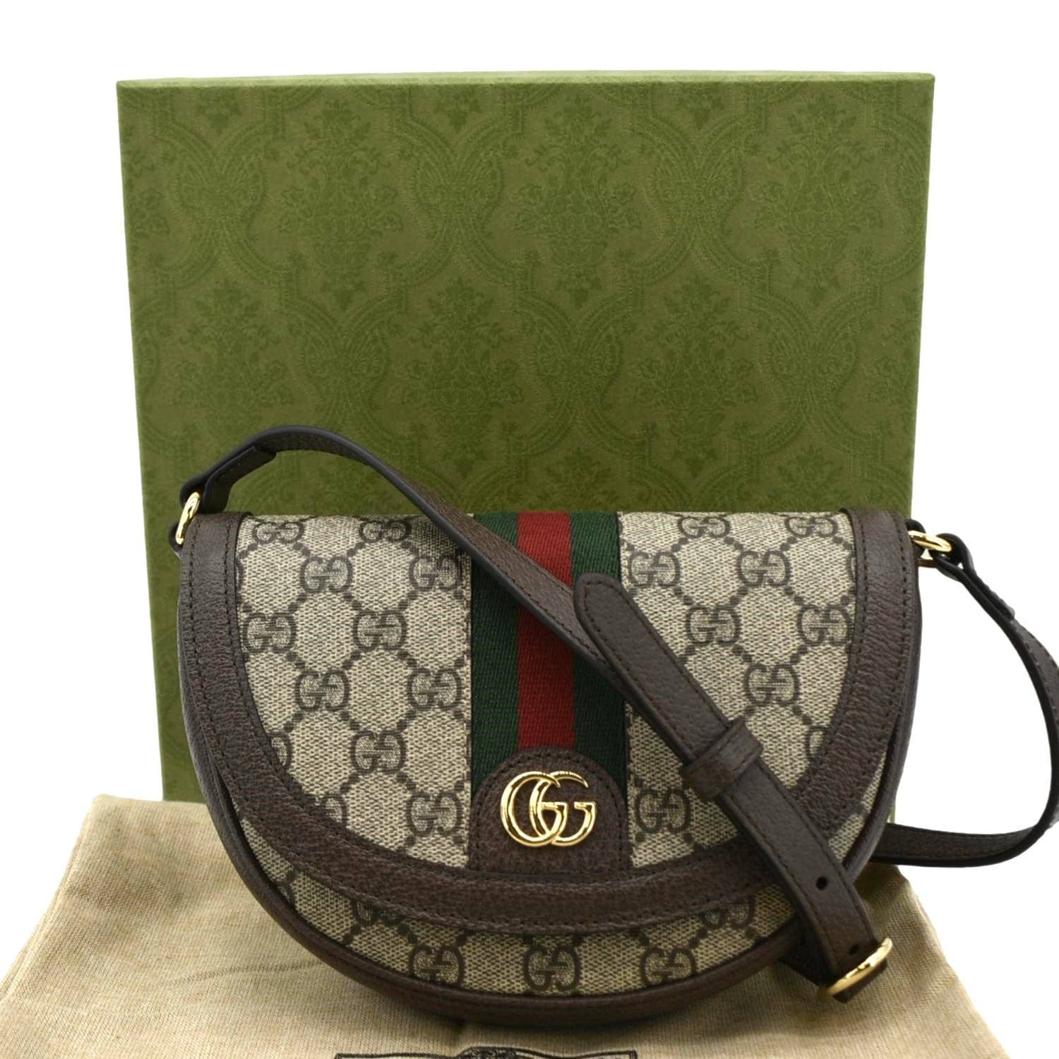 GUCCI Ophidia Mini Gucci Supreme Canvas Shoulder Bag Beige 757309