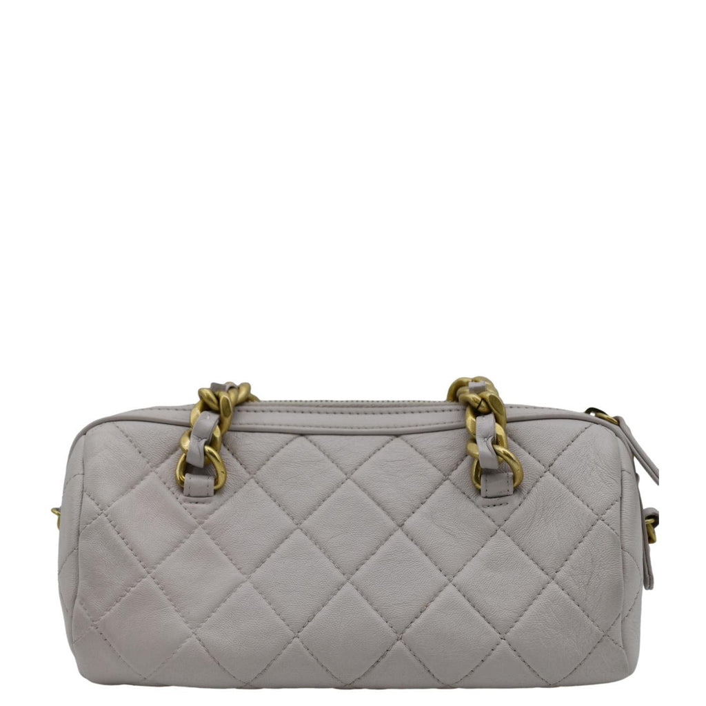 Chanel Fashion Therapy Bowling Small Quilted Leather Crossbody Bag Light Pink