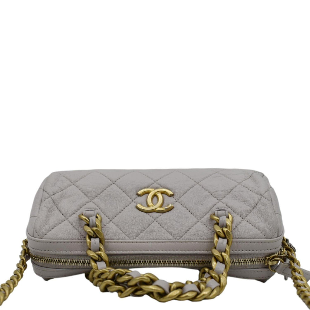 Chanel Fashion Therapy Bowling Small Quilted Leather Crossbody Bag Light Pink