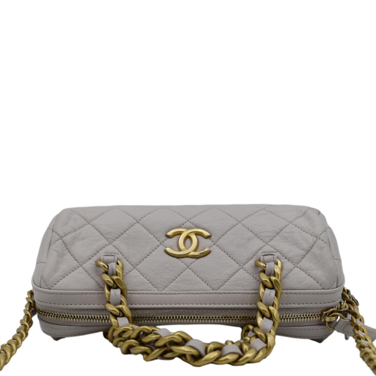 Chanel Fashion Therapy Bowling Small Quilted Leather Crossbody Bag Light Pink