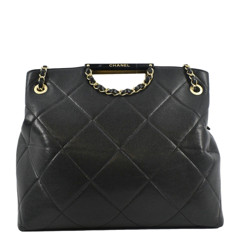 Chanel Large A  Catch Quilted Leather Shopping Tote Bag Black