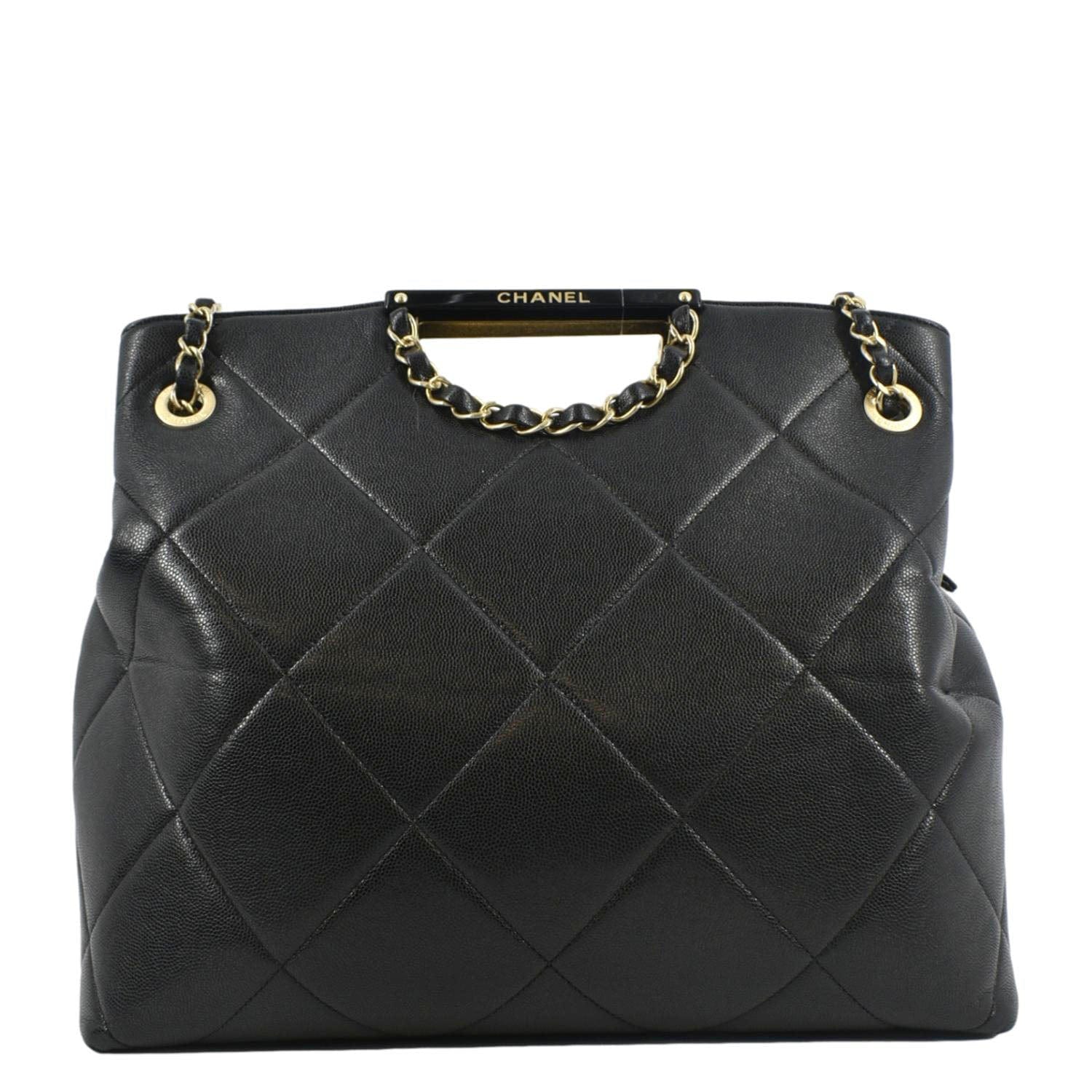Chanel Large A  Catch Quilted Leather Shopping Tote Bag Black