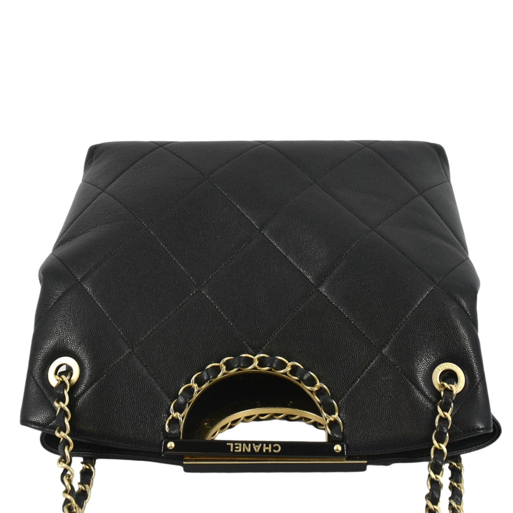 Chanel Large A  Catch Quilted Leather Shopping Tote Bag Black