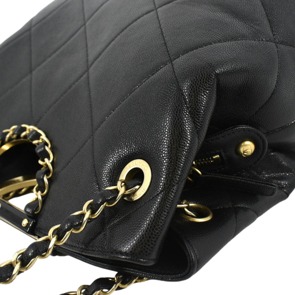 Chanel Large A  Catch Quilted Leather Shopping Tote Bag Black