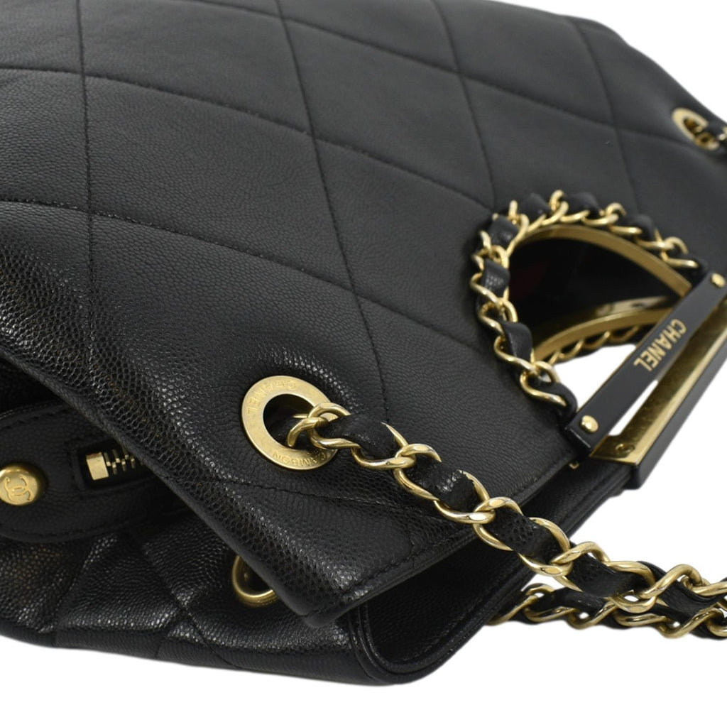 Chanel Large A  Catch Quilted Leather Shopping Tote Bag Black