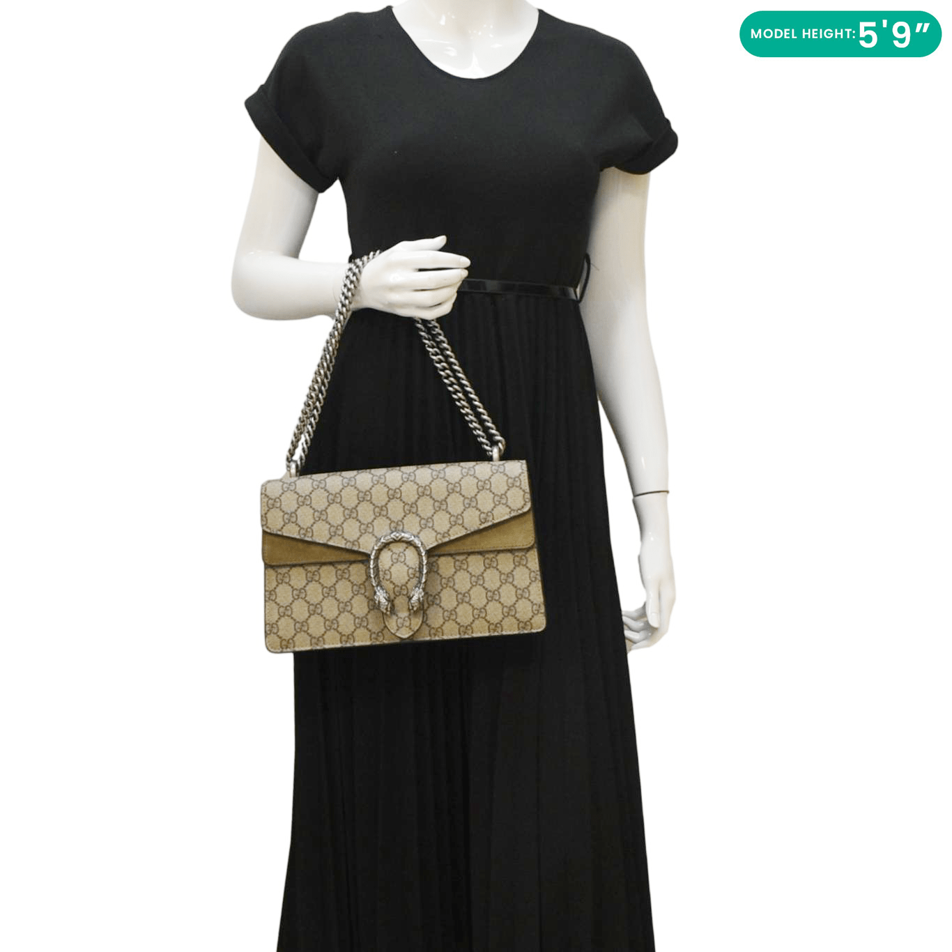 GUCCI Dionysus Small Gucci Supreme Canvas Shoulder Bag Beige 400249