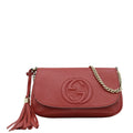 GUCCI Soho Gucci Flap Leather Chain Crossbody Bag Red 536224