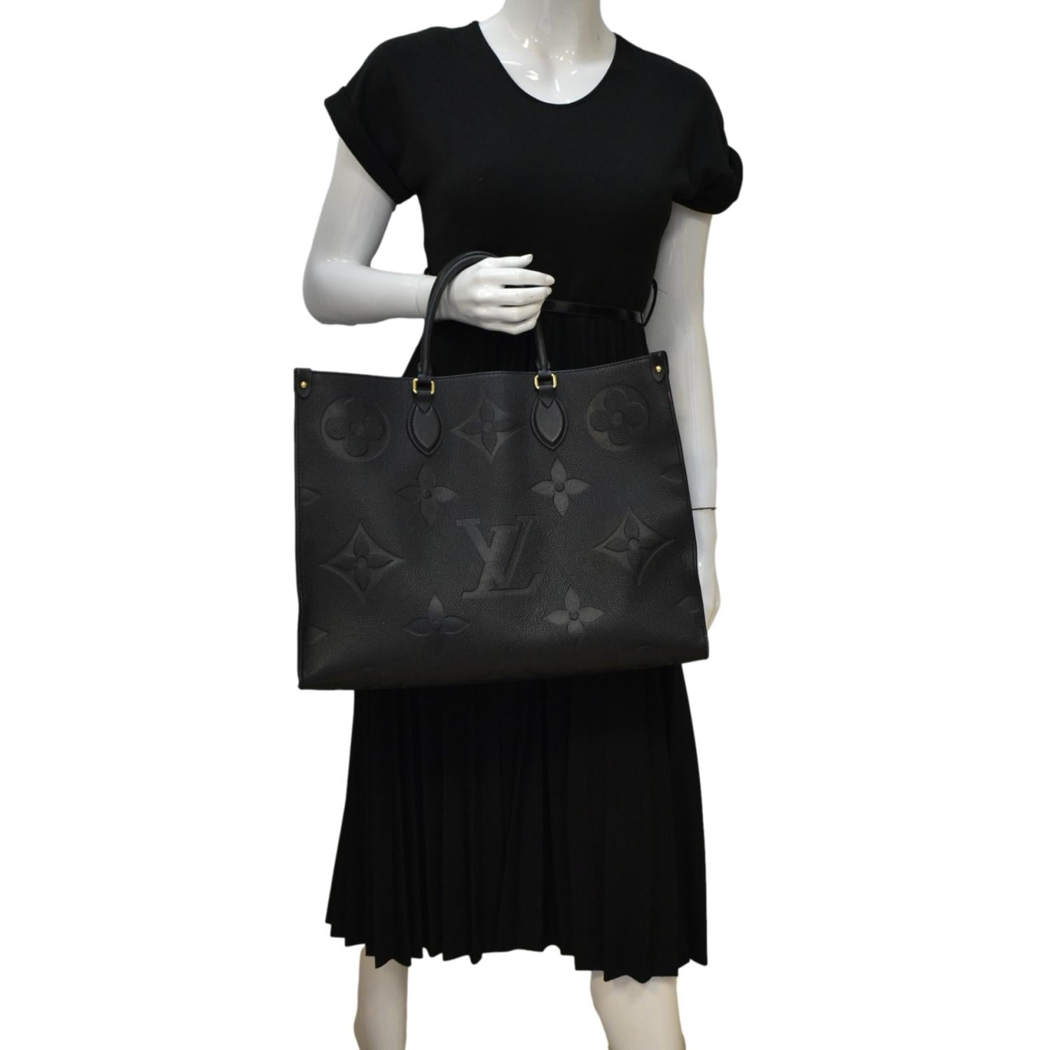 LOUIS VUITTON Onthego GM  Monogram Empreinte Leather Tote Bag Black