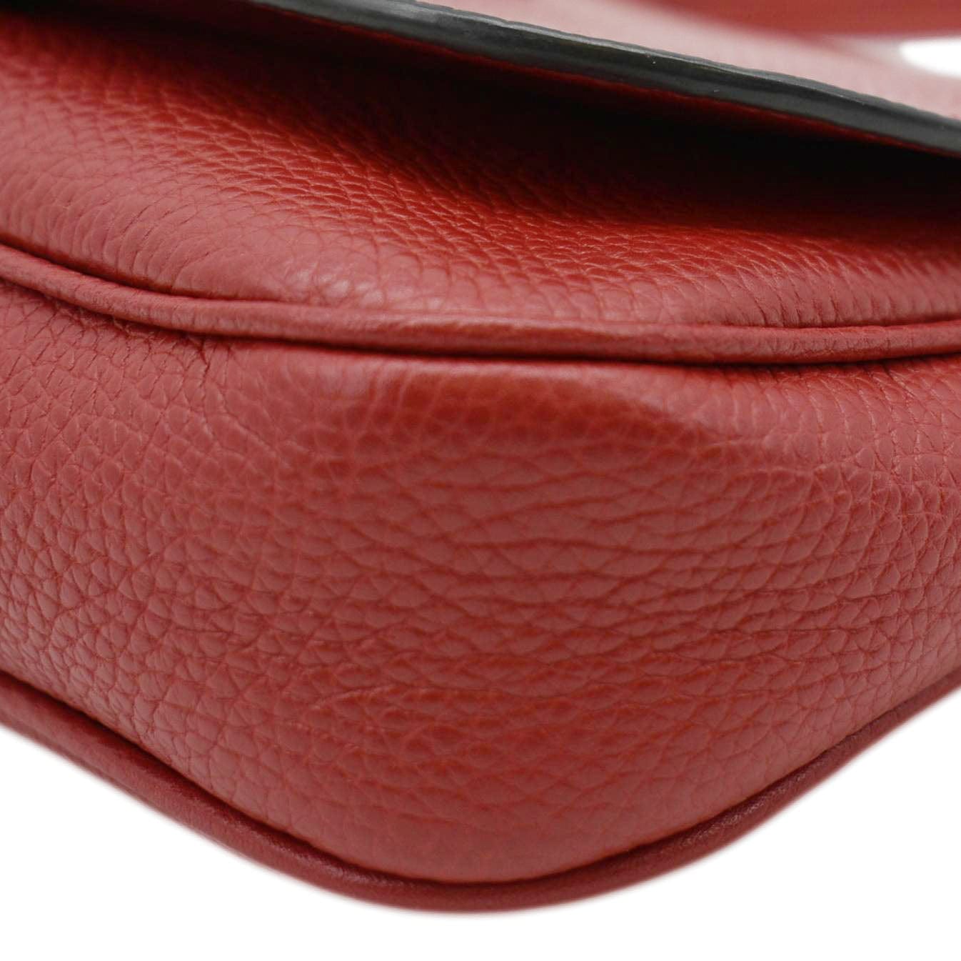 GUCCI Soho Gucci Flap Leather Chain Crossbody Bag Red 536224