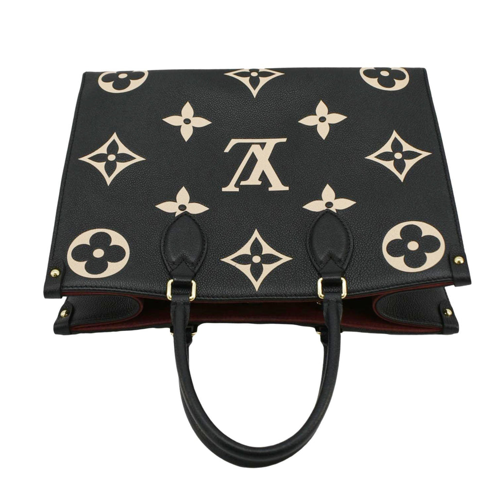 LOUIS VUITTON Onthego MM Monogram Empreinte Leather Tote Bag Bicolor