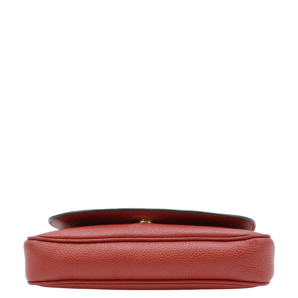 GUCCI Soho Gucci Flap Leather Chain Crossbody Bag Red 536224