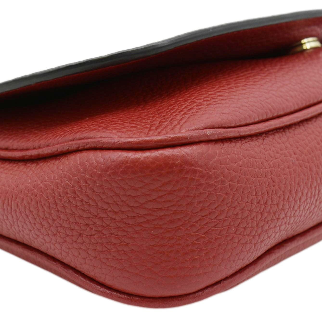 GUCCI Soho Gucci Flap Leather Chain Crossbody Bag Red 536224