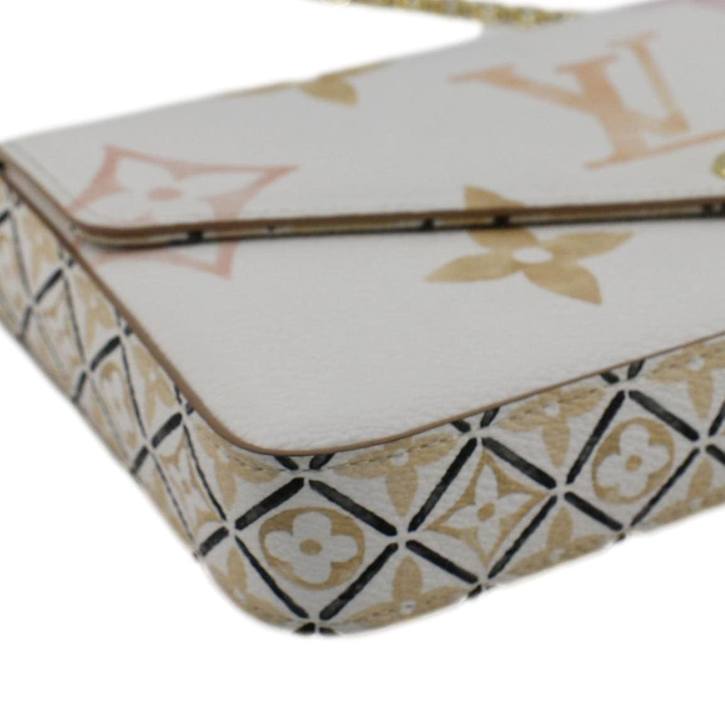 LOUIS VUITTON Felicie Pochette The Pool Giant Monogram Canvas Watercolor Crossbody Bag White