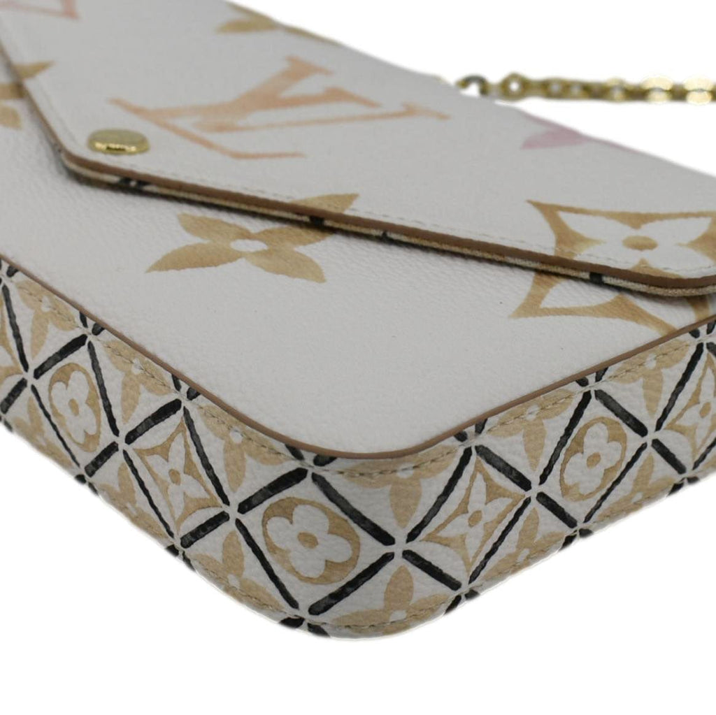 LOUIS VUITTON Felicie Pochette The Pool Giant Monogram Canvas Watercolor Crossbody Bag White