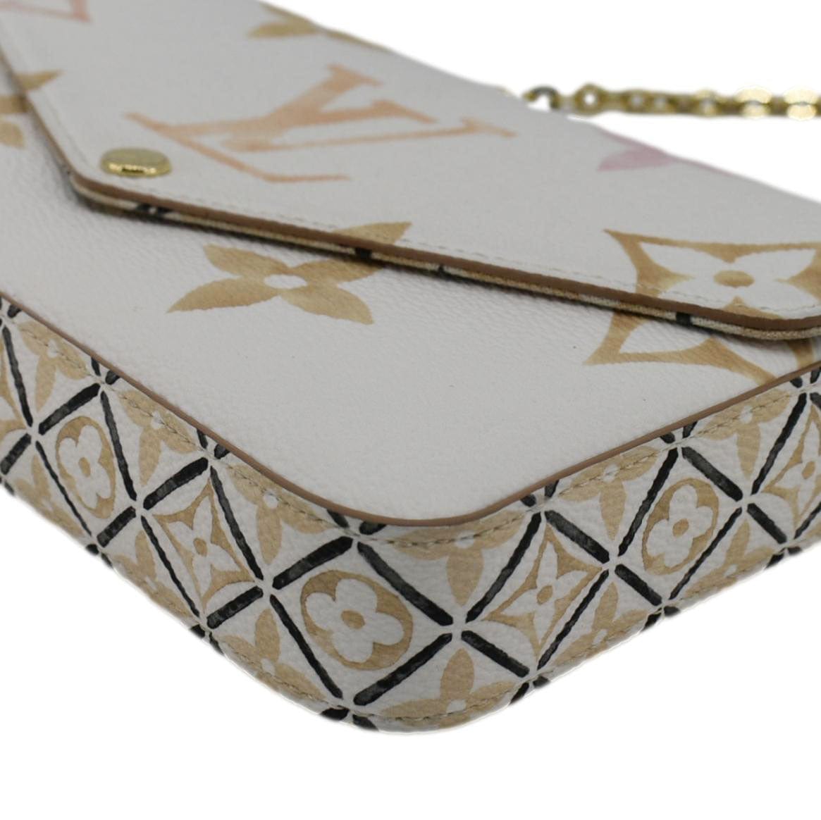 LOUIS VUITTON Felicie Pochette The Pool Giant Monogram Canvas Watercolor Crossbody Bag White