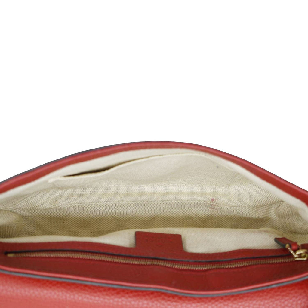 GUCCI Soho Gucci Flap Leather Chain Crossbody Bag Red 536224