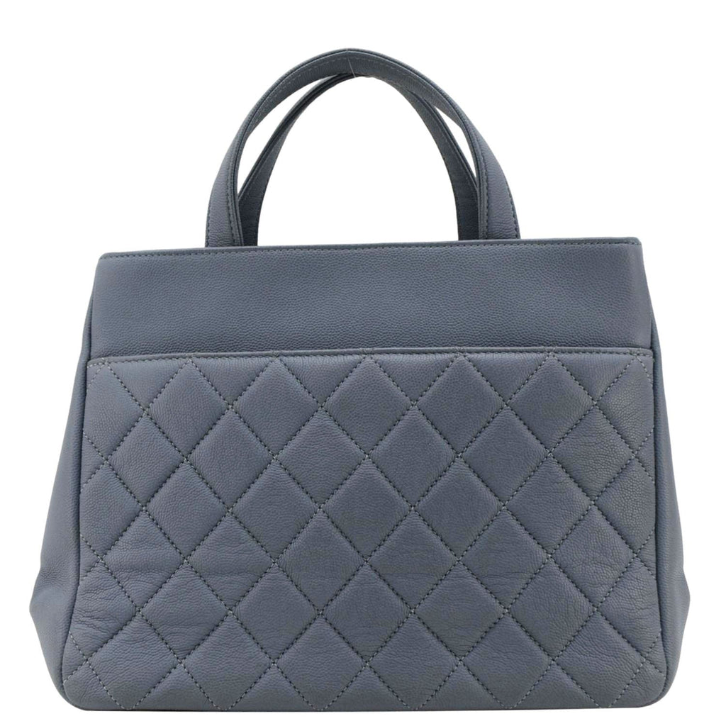 Chanel Business Affinity Quilted Caviar Leather Shopping Tote Bag Light Blue