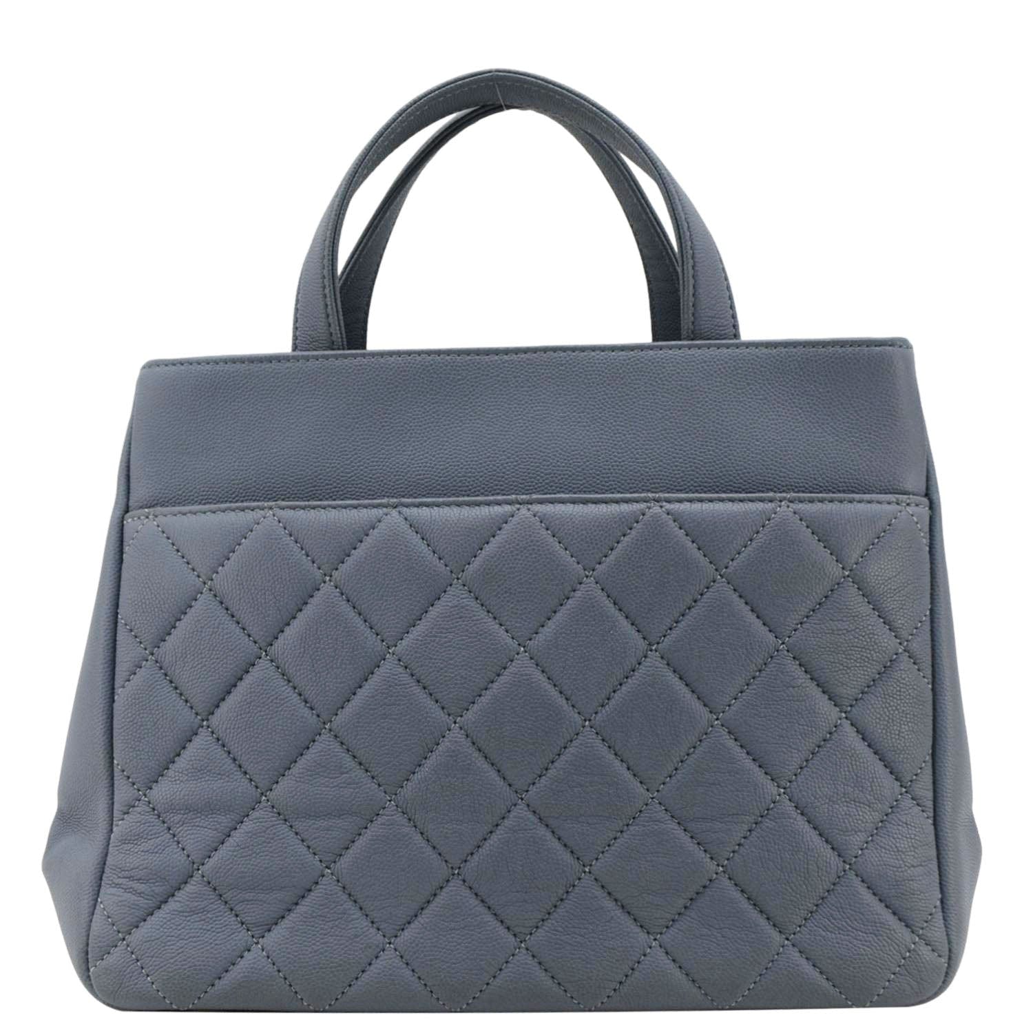 Chanel Business Affinity Quilted Caviar Leather Shopping Tote Bag Light Blue
