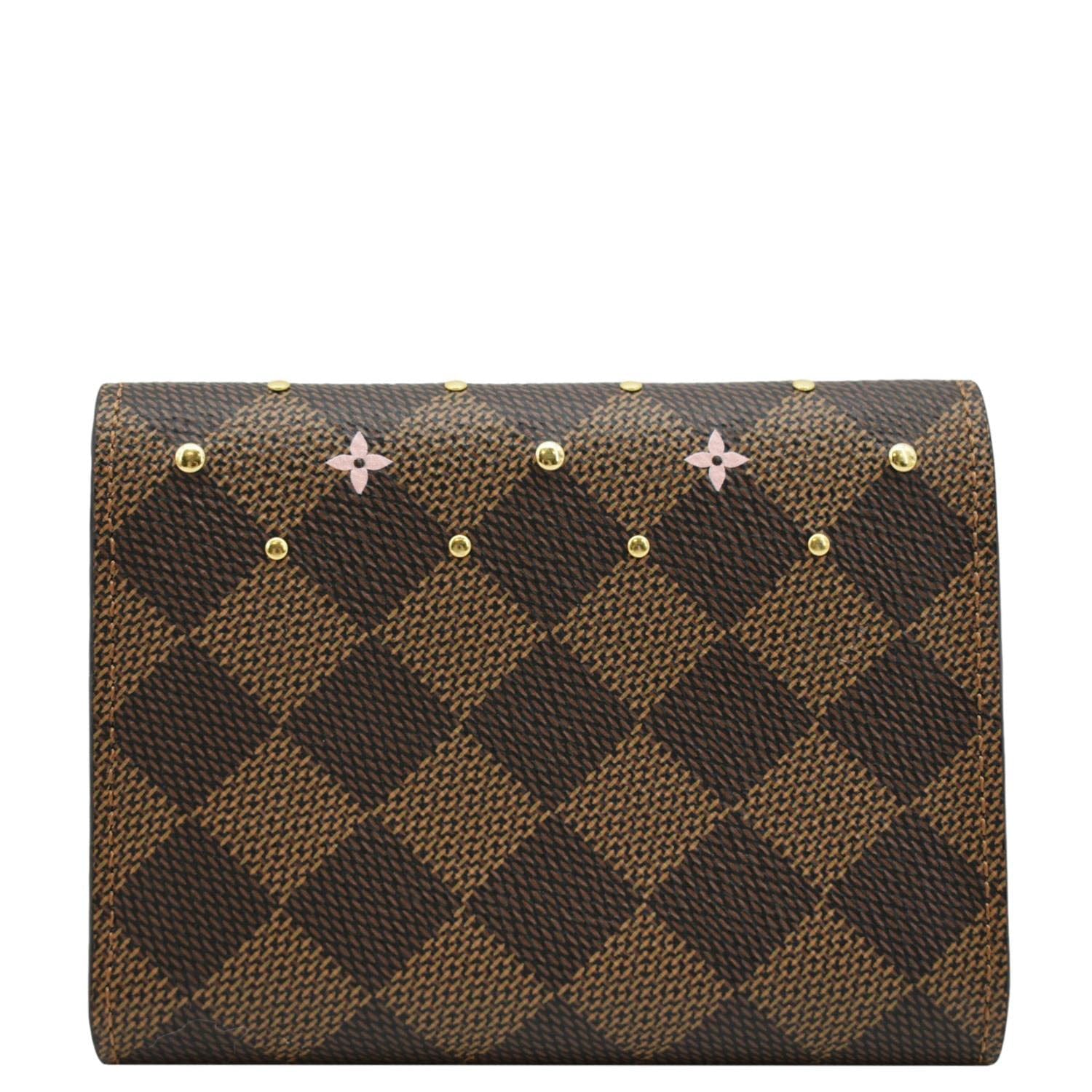 LOUIS VUITTON Studded Victorine Damier Ebene Wallet Brown