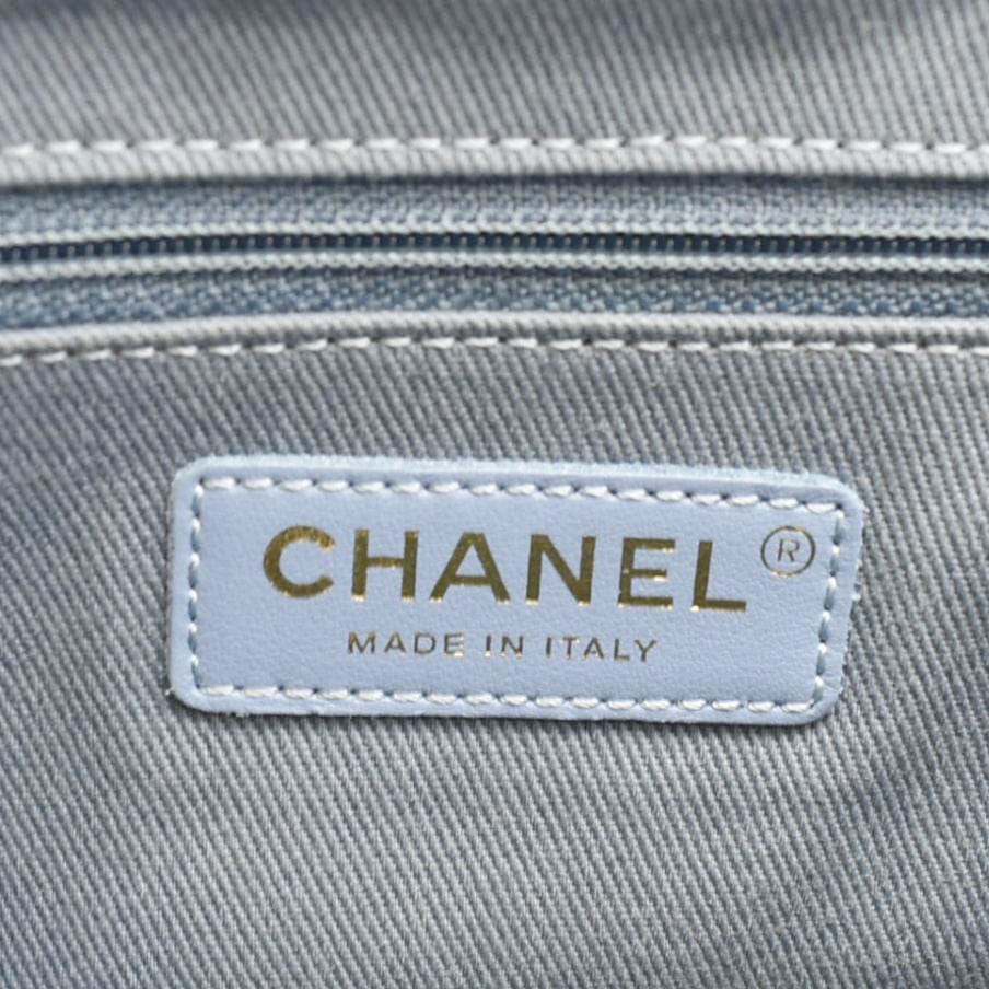 Chanel Business Affinity Quilted Caviar Leather Shopping Tote Bag Light Blue