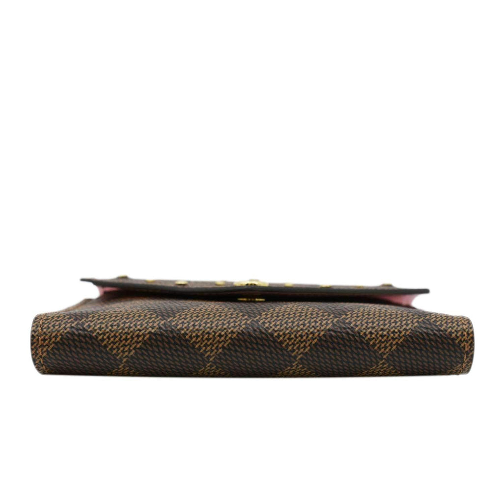 LOUIS VUITTON Studded Victorine Damier Ebene Wallet Brown